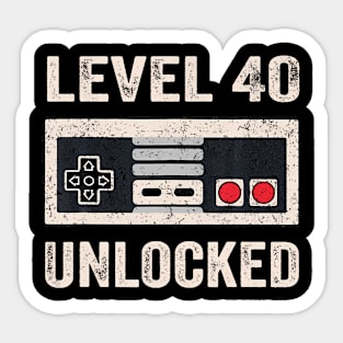 Unlocked Video Gamer 40Th Birthday Sticker